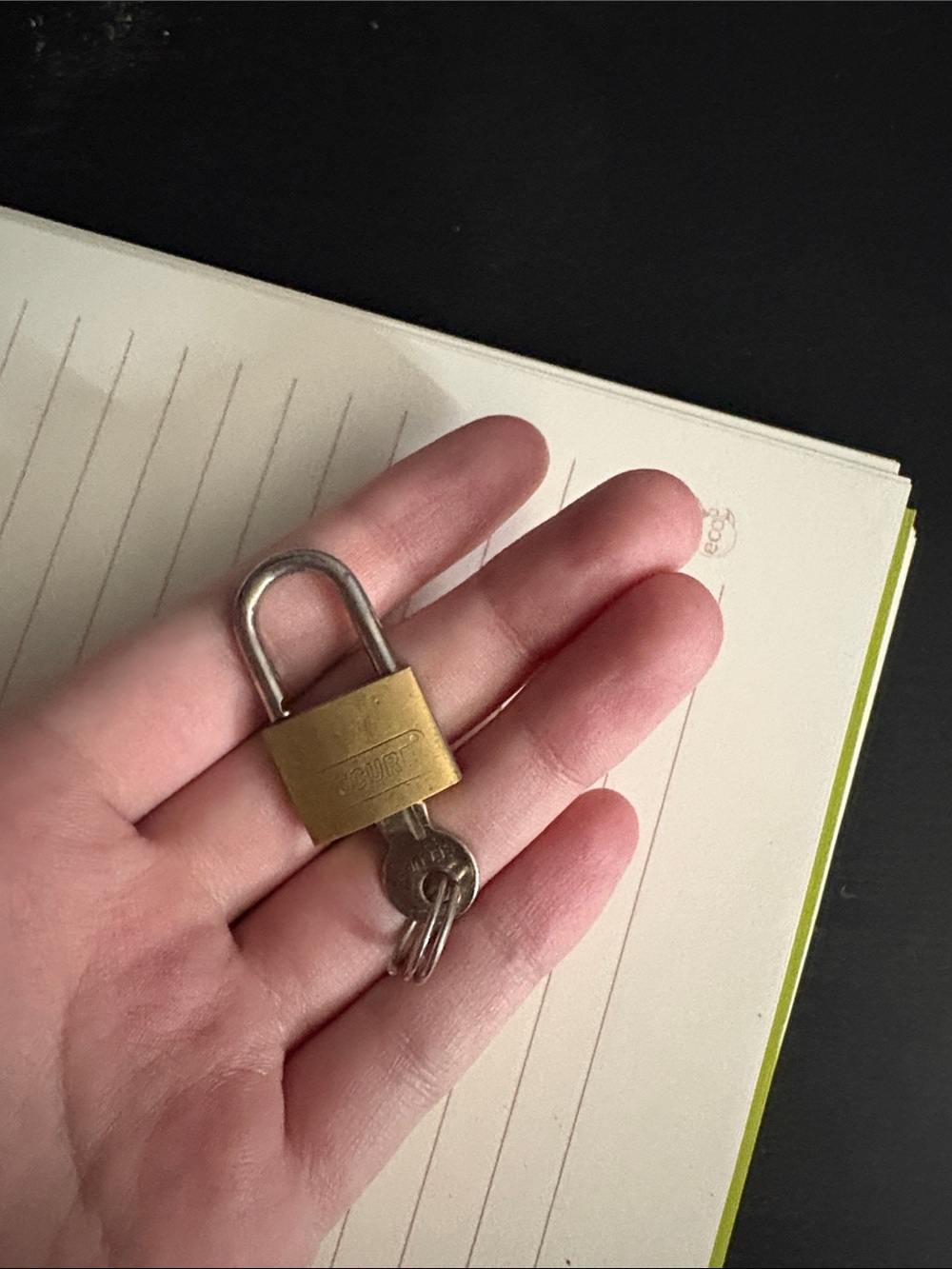 Small Brass Padlock with Keys - Gold Tone